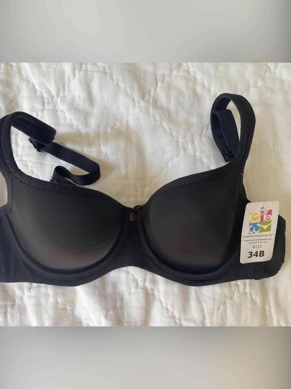 Essential Bodywear Abbie Classic Black Underwire T-Shirt Bra - 34B